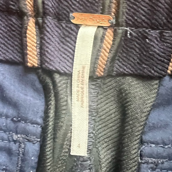 Free People Navy Gold Striped Wool Blend Trousers Size 4 Boho - Picture 3 of 6